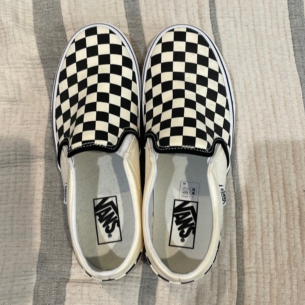 white and black checkered vans:)
